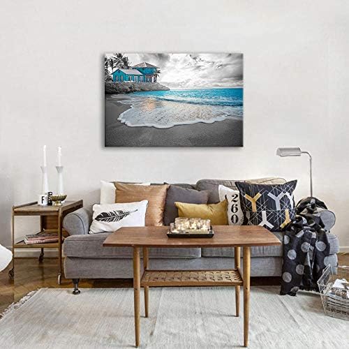 אמנות קיר קיר בד לחדר אמבטיה - שחור לבן טבע תמונות של פילאות נוף חוף אוקיינוס ​​מדפיס תמונות
