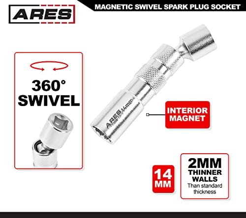 ARES 11000-14 ממ קיר דק קיר מגנטית מגנטית שקע מצתק-כונן 3/8 אינץ