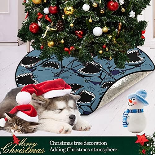 מחצלת עץ חג המולד Visesunny שכבות כפולות כריש כחול עם שיניים חדות מסיבת חג בעלי חיים חווה כפרי קישוטי