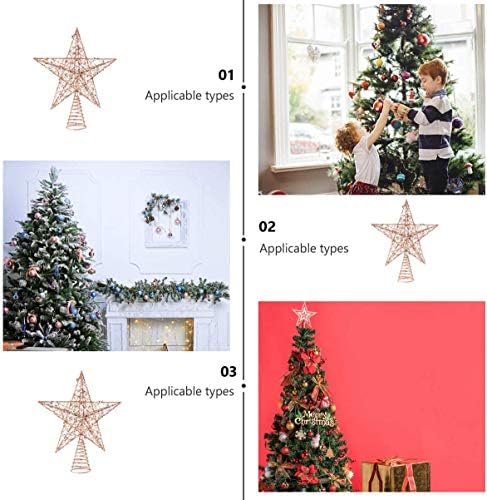 כוכב טופר עץ חג המולד נוצץ עם חרוזי זהב, עץ חג המולד בגודל 11.8 אינץ