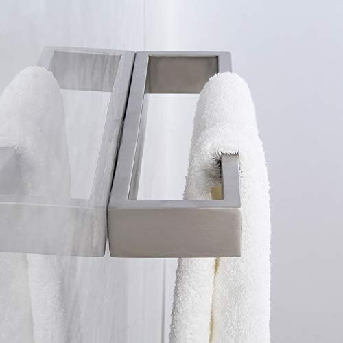 אמבטיה מגבת טבעת קיר רכוב יד מגבת בר מודרני כיכר סגנון מגבת מתלה מוברש נירוסטה, ד69018