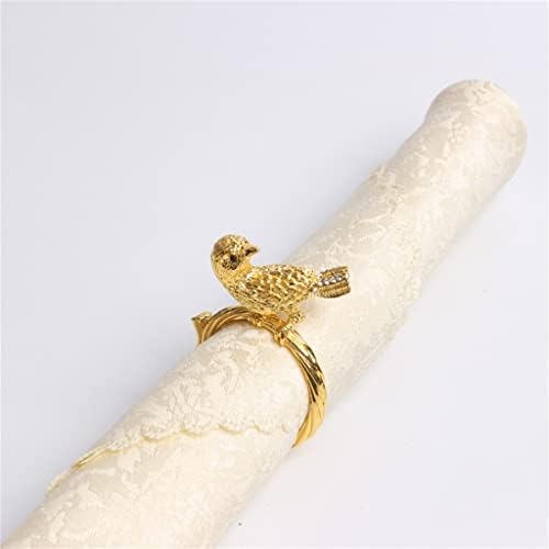 Ganfanren 10 חתיכות מתכת מצופה ציפורים חדר דגם מפיות באבזם מלון מפית טבעת מפית טבעת מפית