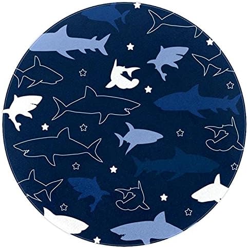 Llnsuply גודל גדול 5 מטר ילדים עגול ילדים שטיח שטיח חיל הים דג כחול דג משתלת שטיחים לא להחליק