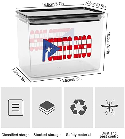 פוארטו ריקו ריקו דגל דגל מזון מיכל אחסון מפלסטיק קופסאות אחסון ברורות עם מכסה חותם