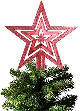 TERDYCOCO בגודל 4 אינץ 'חג המולד ושנה החדשה כוכב צמרת נצנצים עץ טופר טופר חג המולד חג מפלגת המסיבה לחג.