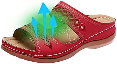 נשים של להחליק על נעל נעלי כפול רצועת החלקה שקופיות סנדלי תפר קשת תמיכה טריז סנדל בציר שקופיות