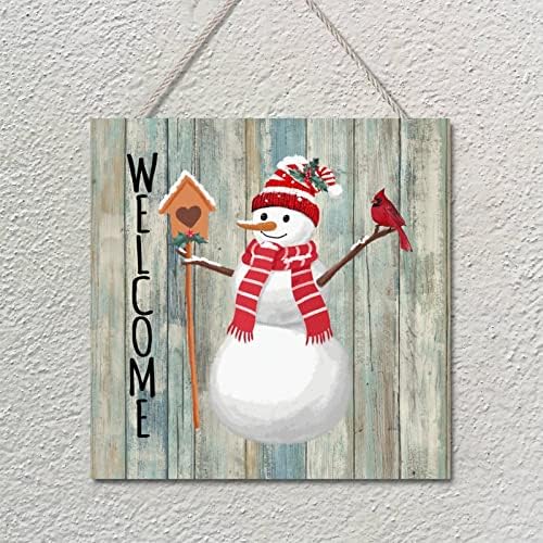 שלט חג שמח איש שלג ברוך הבא חורף בלוק עץ שלט לוח קיר לחג המולד שלטי קיר מעץ למטבח משרד סלון בית