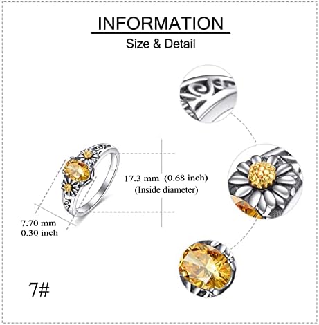 יפייני דייזי טבעת לנשים סטרלינג כסף חמניות טבעת יום הולדת תכשיטי מתנות לאמא בנות