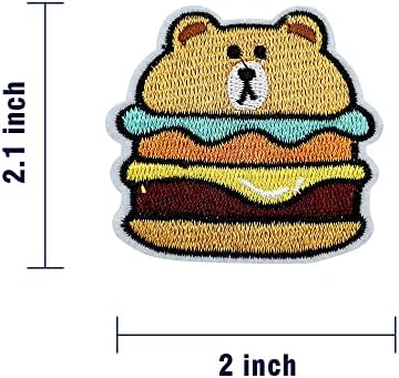 Obokata ברזל רקום על טלאים, טלאי אפליקציה של המבורגר דובי, תג יפני חמוד תפור על אביזרי DIY סמל למעילי אסטים, בגדים,