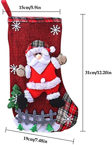 גרבי חג המולד של חיפוש 4 חבילה 12.2 '' קישוטי גרבי חג המולד בגודל גדול קישודים 3D סנטה שלג אייל
