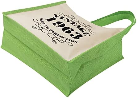 יום הולדת 60 מתנות תיקים לנשים - תיקי כתף יוטה כותנה לשימוש חוזר לקניות - וינטג '1963 - Green -L