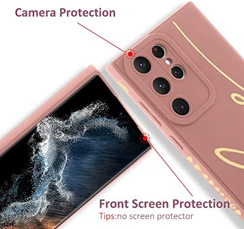 Mowime for Samsung Galaxy S22 Ultra Case, אחורי ציפוי חמוד מכתב אהבה גרפיקה עם עדשות אנטי-סתיו מצלמות כיסוי