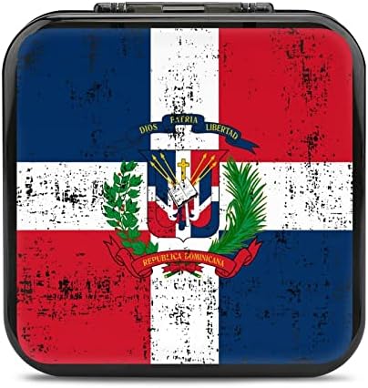 רטרו רפובליקה הדומיניקנית דגל עמיד הלם משחק כרטיס מקרה 12 חריצי משחק כרטיס אחסון מחזיק מגן אחסון תיבת תואם