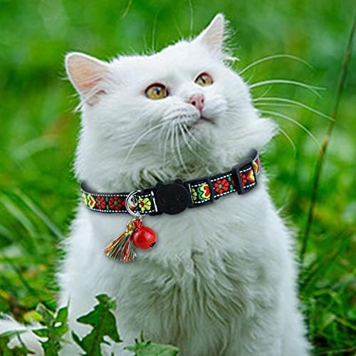 חתול צווארון הבדלני עם פעמונים, מתכוונן בטיחות חתולי קולרים, לחיות מחמד צווארון חתול אביזרי חתלתול