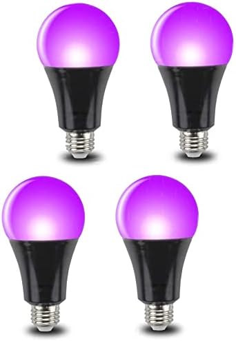 Qixivcom 4-Pack 12W UV LED נורות שחורות נורות E26 A19 נורות LED ברמת UVA 385-400NM נורות אור שחור
