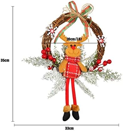 TJLSS דלת כניסה לחג המולד זר סנטה שלג איש עץ תליה זר פירות יער אדום בובה חמודה קישוט בית מקורה חיצוני
