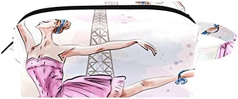 Leveis Ballerina Girl Girl on Eiffel מגדל מיקרופייבר עור איפור שקית שקית נסיעה אטומה למים תיק קוסמטי