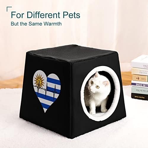 אהבת אורוגוואי פעימות לב חתול מיטות לחתולים מקורה חמוד לחיות מחמד בית מתקפל מסתור מיטת עבור