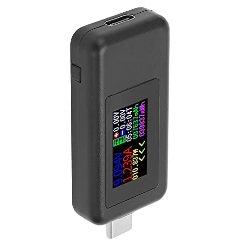 Fafeicicy USB C מתח מתח מולטימטר, DC4-30V 2 2 ב 1 צבע תצוגה C מד זרם מתח, עבור סמארטפון, מחשב, בודקים