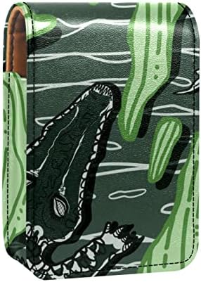אוריואקאן מיני איפור תיק עם מראה, מצמד ארנק מעוור שפתון מקרה, ירוק אצה תנין