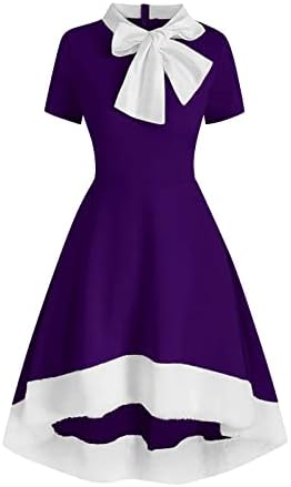 שמלות חג מולד לנשים 2022, שמלת תה וינטג 'משנות החמישים של נשים שרוול שרוול שמלת רטרו שמלת קוקטייל נדנדה
