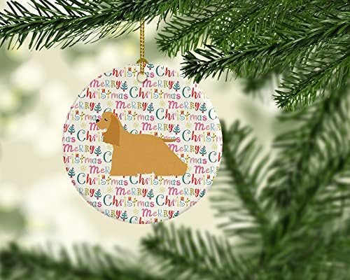 אוצרות קרוליין WDK1833CO1 COCKER SPANIEL קישוט קרמיקה לחג המולד שמח, רב -צבעוני, קישוטים לעץ חג המולד, קישוט תלוי