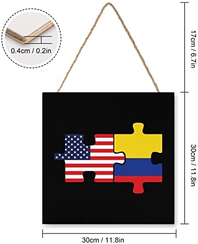 דגלי ארהב וקולומביה פאזל תלויים לוחות עץ עם שלטי עץ של חבל יוטה המופיעים דלתות פרוסות עץ בהתאמה אישית