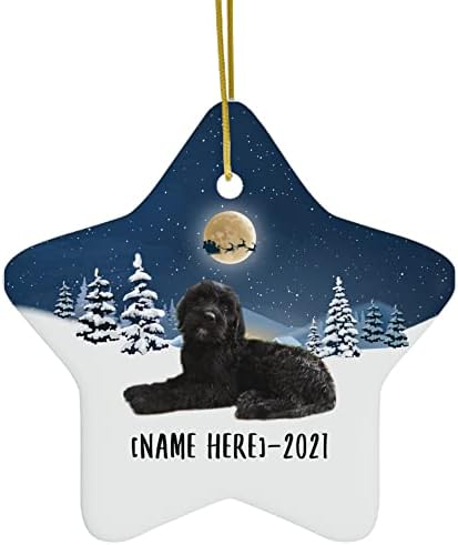 קישוטי כלבי Goldendoodle שחור לשנת 2023 עץ חג המולד מתנות שם מותאם