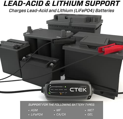 CTEK CT5 PowerSport, מטען סוללות 12V לרכבי PowerSport בכל התנאים, מהדקים מוגנים על קוטביות הפוכה