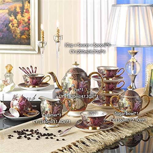 סט תה של לקיבו רטרו סט קרמיקה בסגנון אירופאי סט חרסינה כוס סיר פרח סיר תה כוס תה קערת סוכר