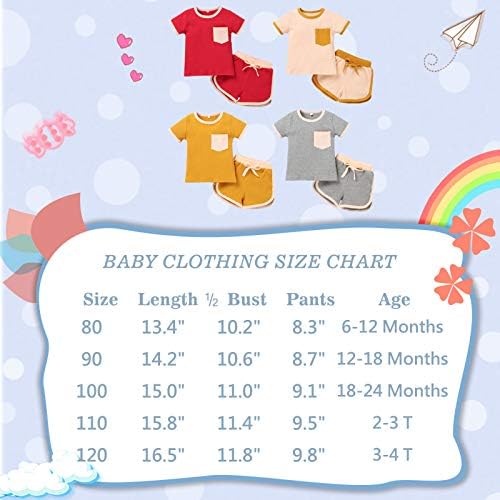 בגדי תינוקות פעוטות בגדים 6 חודשים -4 ט תלבושות קיץ לתינוקות חמודות מגדירים כיס קז'ז'ן כותנה חולצת