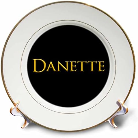 3DROSE DANETTE שם אישה פופולרית באמריקה. צהוב על מתנה שחורה - צלחות