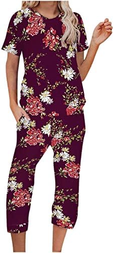 סתיו קיץ הדפס גרפי פרח מכנסיים סטים לנשים בגדי אופנה מדינה קונצרט כותנה מכנסיים סטים 5 ליטר 5 ליטר