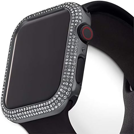 מארז שעון חכם נוצץ של Swarovski לסדרת Apple Watch 4 ו- 5, 40 ממ, בגימור סגסוגת אבץ שחור, חלק