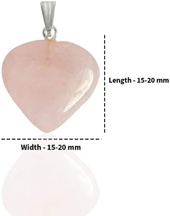 תליון אבן ריפוי טבעי צורת לב קטנה תליון / תליון אבן גביש עם שרשרת מתכת לריפוי רייקי וריפוי גביש גודל אבן חן 15-20