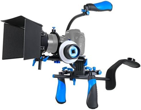 SunSmart DSLR Rig Video Camera Mounter Mount kite כולל תמיכה בכתף ​​אסדת DSLR, עקוב אחר מיקוד, קופסה מט וידית
