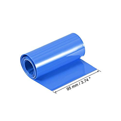 Uxcell PVC חום צינור מכווץ 95 ממ גלישת רוחב שטוחה לשכבה כפולה 2 מטר שחור