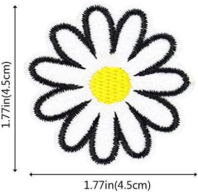 4 פרח חיננית ברזל לבן על אפליקציה טלאי רקום 45x45 ממ