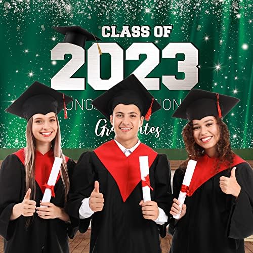 Hilioens 10 × 8ft כיתה של 2023 תפאורת סיום סיום ירוק כסף בוגר ברזל ברכת קולג 'קולג' מכסה תואר ראשון 2023