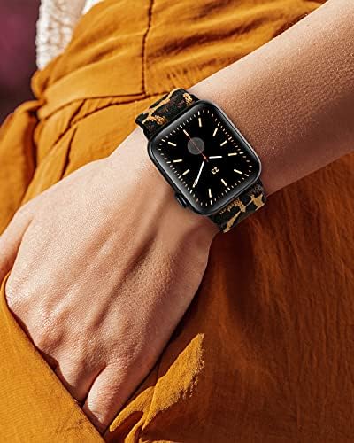 Amanecer נמתח להקות שעון ניילון תואמות את סדרת Apple Watch 8/7/6/5/4/3/2/1 Ultra SE, דפוס קלוע מתכוונן