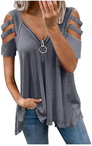 נשים חולצות קיץ אופנה מזדמן דפוס מודפס קצר שרוול צווארון רופף מתאים יומי בסיסי חולצת טי חולצות