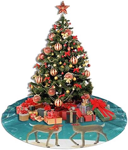 צבי חג המולד של Lveshop חצאית עץ חג המולד יוקרה עגול מקורה מחצלת חיצונית כפרי קישוטי חג חג המולד כפרי