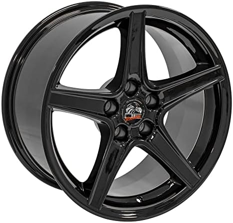 OE Wheels LLC 18 אינץ 'חישוקים מתאימים לפורד מוסטנג 94-2004 Saleen Style FR06B 18X9 SET GLOSS BLACK SET