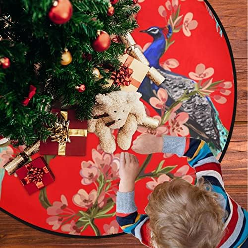 מחצלת עץ חג המולד Visesunny אפרסק פריחת טווס עץ בעלי חיים מעמד מחצלת מגן רצפה סופג עץ עץ מחצלת מגש לחג