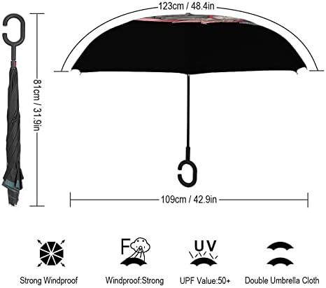 דגל בול כלב אמריקה מטרייה הפוכה מטרייה מתקפלת הפוכה לרוח עם ידית בצורת C לגברים נשים