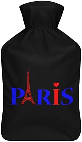 אהבה לב פריז אייפל בקבוק מים חמים עם כיסוי קטיפה רכה שקית הזרקת מי גומי חמים 1000 מל