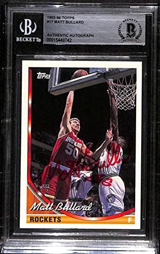 17 Matt Bullard - 1993 כרטיסי כדורסל Topps מדורגים BGS Auto - כרטיסי כדורסל לא חתומים