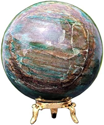 קיאניט ירוק מלוטש מעולה קוורץ קוורץ כדור אבן טבעי עם מעמד זהב צ'אקרות ריפוי מינרלים גולמיים דגימה אורב ריפוי