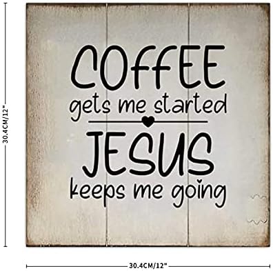 סימני עץ AIHESUI קיר קיר לקישוט קיר קפה קפה מתחיל לי ישוע ממשיך אותי למלא שלטים לסלון מטבח