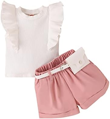 יבול Voyoao Top וחצאית סט עבור בני נוער בנות בנות בנות בנות שרוול זבוב שרוול אחוח מצולע מתנה לתינוק